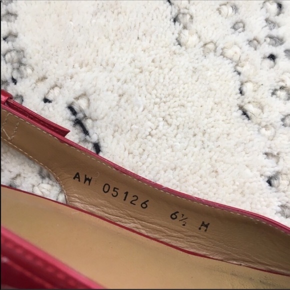 Stuart Weizman Red Patent Leather Peep Toe Flats - Picture 5 of 6